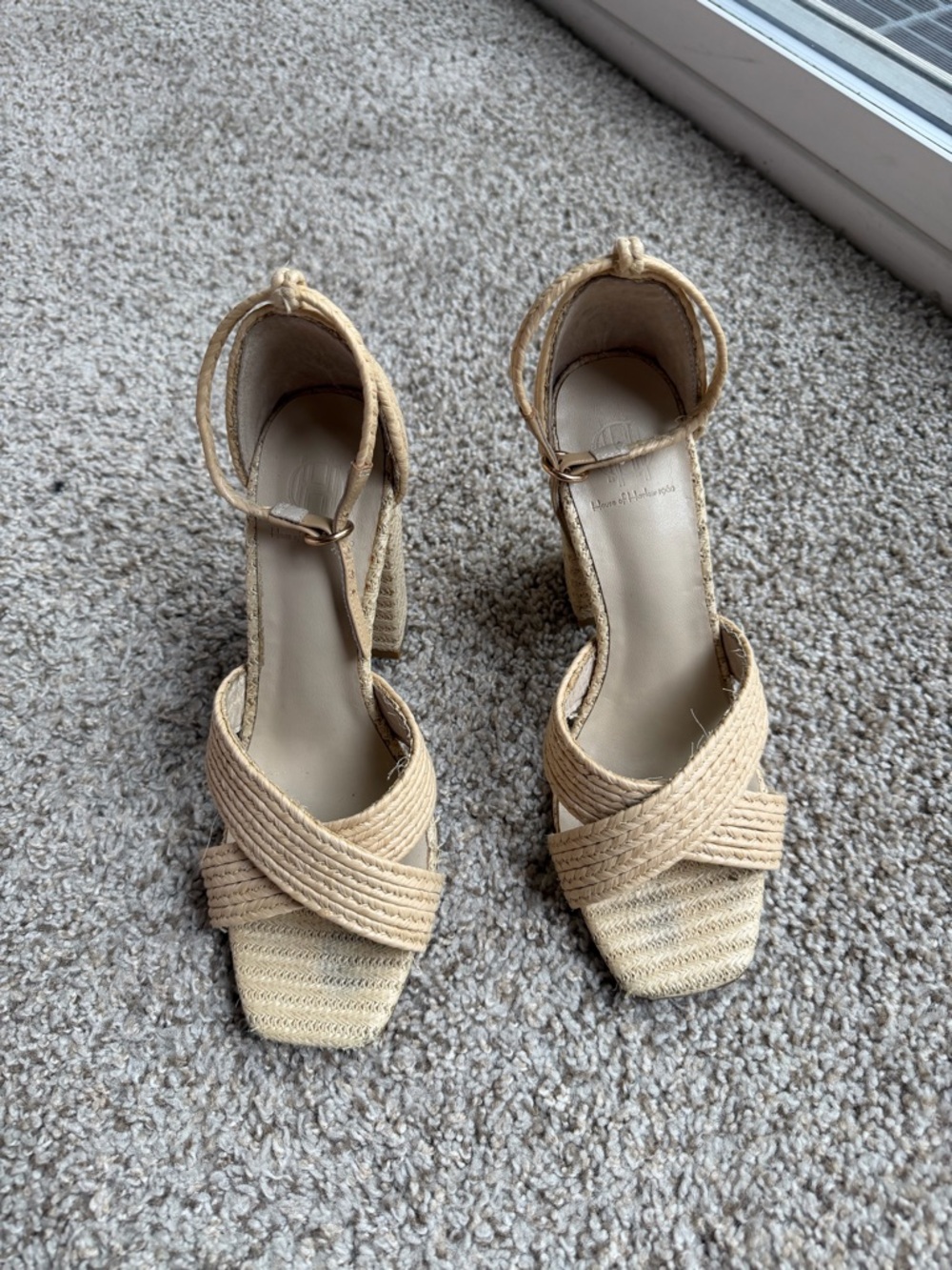 House of Harlow 1960 Natural Woven Ankle-Strap Sandals
